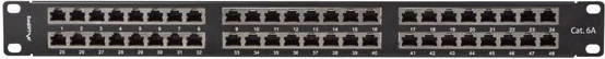 Paneli i Patch-it Lanberg PPSA-1048-B, 19" 1U kat. 6A ekranuar FTP me 48 porta, ngjyrë e zezë