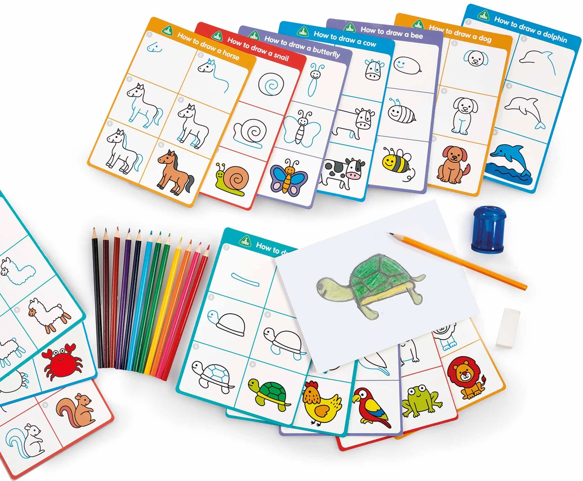 Set me figura për ngjyrosje Early Learning Centre Learn To Draw Animals Craft