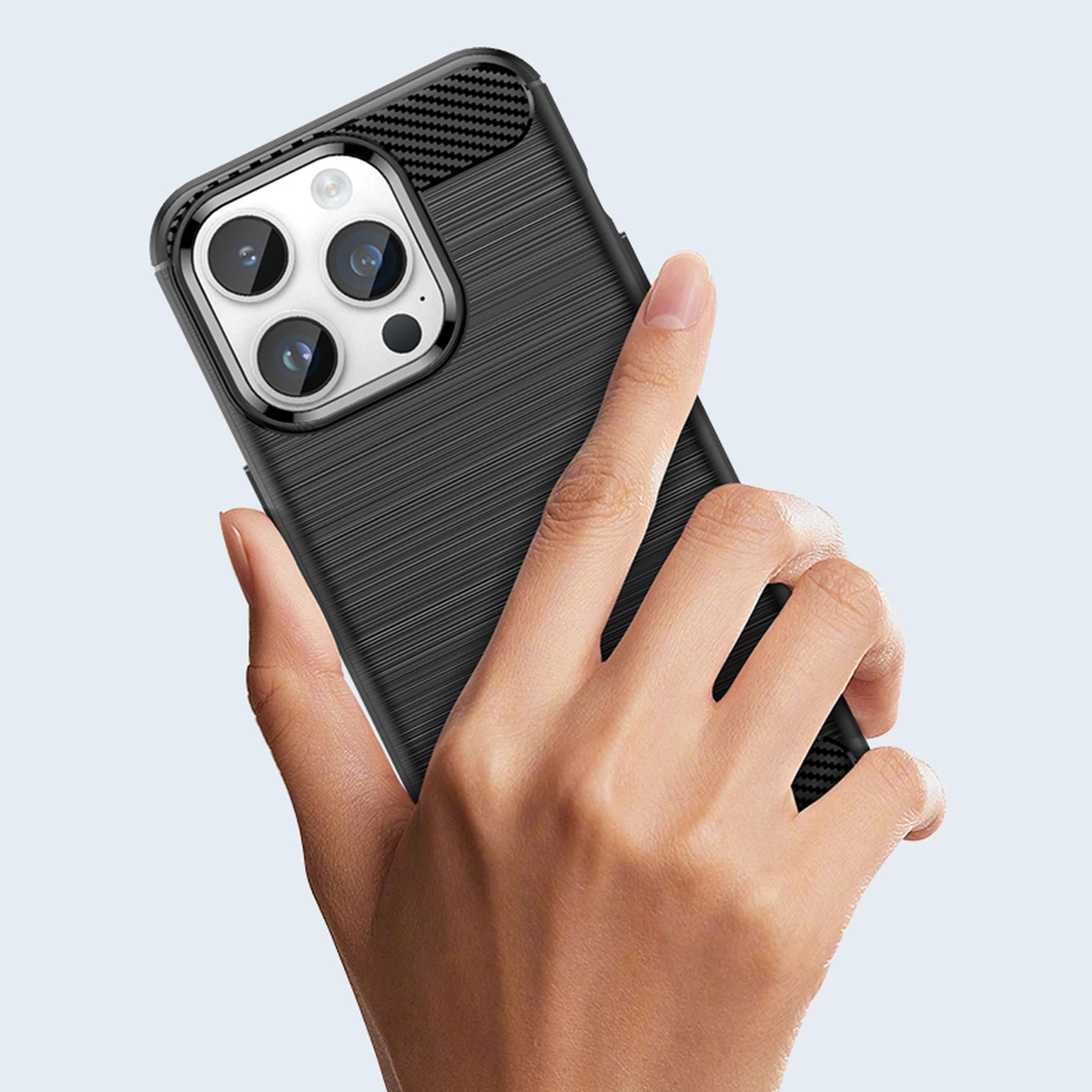 Mbështjellës Hurtel Carbon Case për iPhone 14 Pro, TPU, i zi