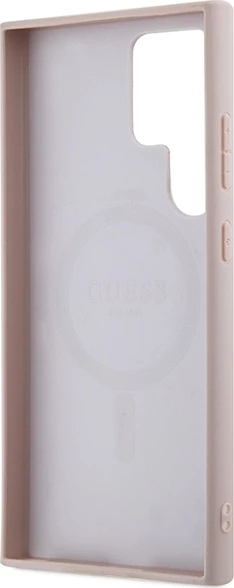 Mbështjellës Guess 4G Collection Leather Metal Logo MagSafe për Samsung Galaxy S24 Ultra hardcase TPU/PC me lëkurë eko magnetik MagSafe rozë