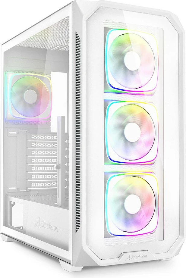 Kasë SHARKOON AK5G RGB, Midi Tower, bardhë, xham i temperuar, RGB