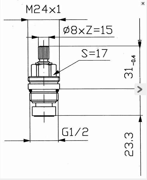 Kokë universale qeramike KFA 883-001-98, GZ 1/2" e djathtë, tunxh