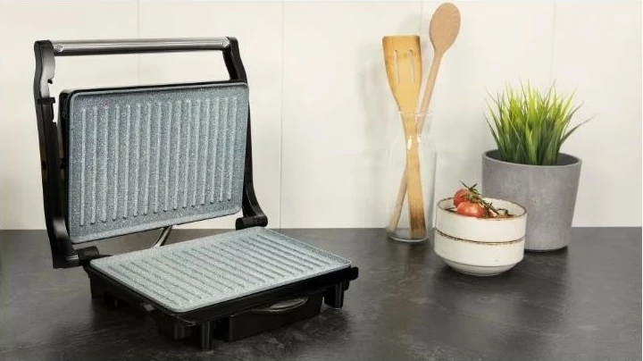 Grill kontakti Cecotec Rock'nGrill 1500 Rapid, 1500W, pllakë me shtresë guri, argjendtë