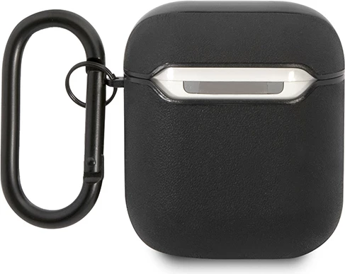 Mbështjellës Mercedes AMG Leather Big Logo për AirPods 1/2, lëkurë, e zezë