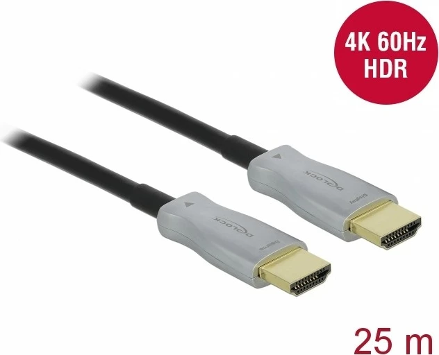 Kabëll HDMI optik aktiv DeLOCK 25m, 4K 60Hz, i zi