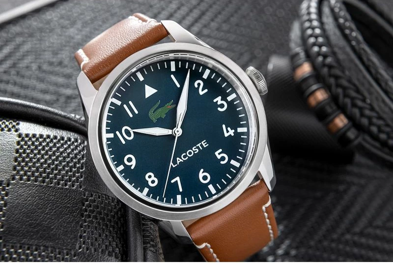 Orë dore për meshkuj Lacoste, kafe/blu