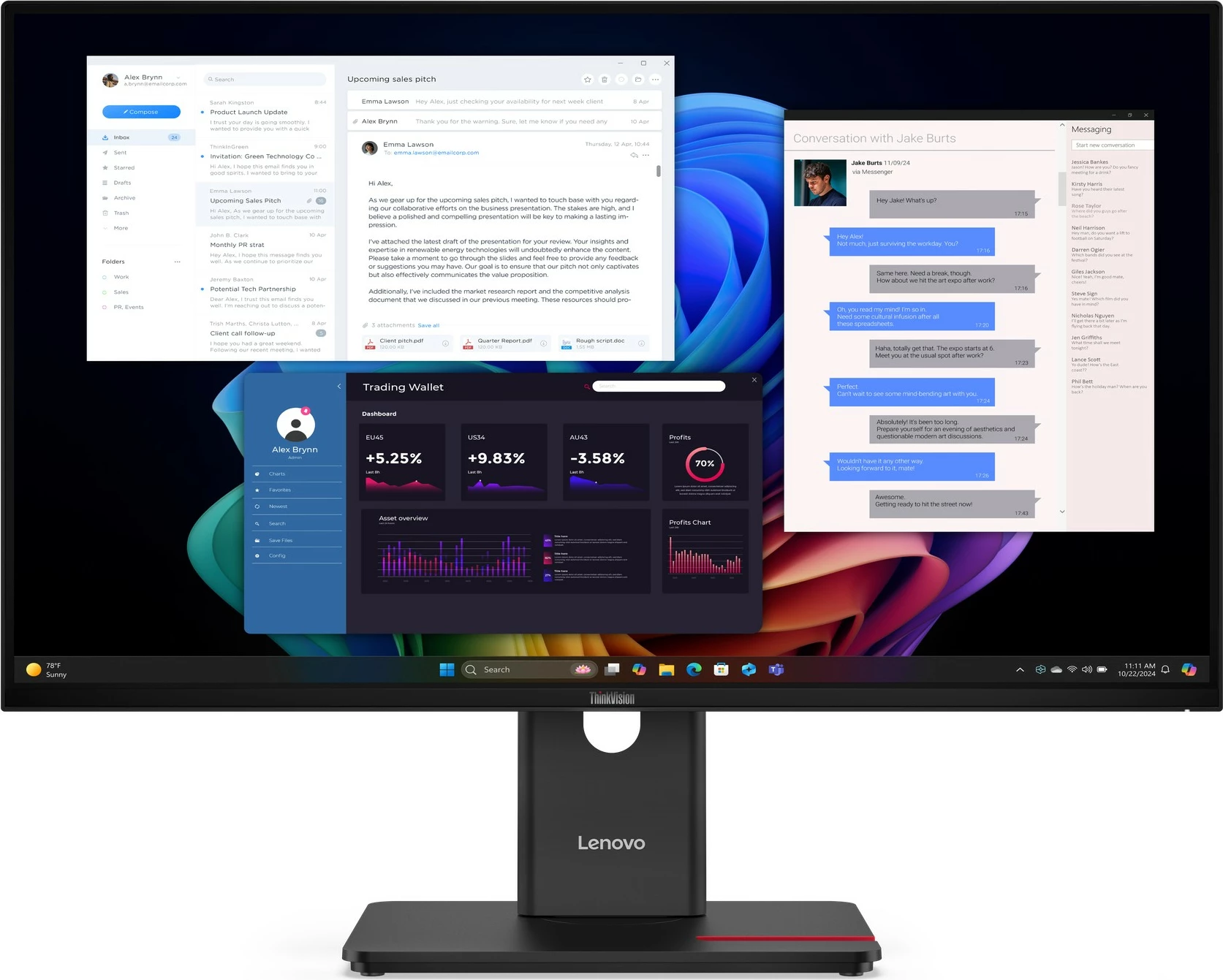 Monitor Lenovo ThinkVision T27UD-40, 27 inç, UHD, HDMI/DP/USB-C, dok, zi