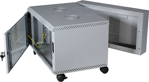 Kabinet rrjeti muror EFB Elektronik 19" 15U, thellësi 600 mm, derë xhami, gri