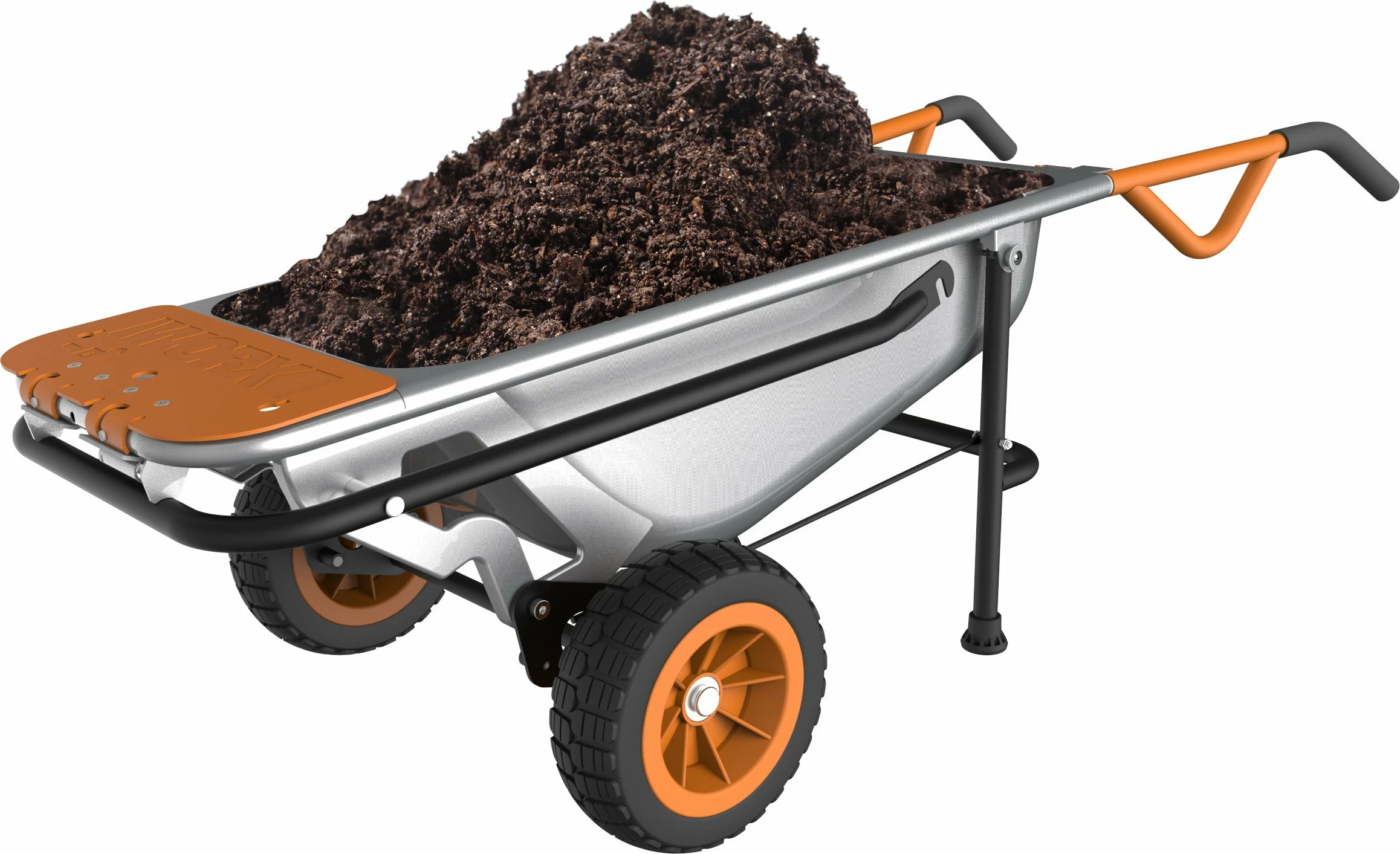 Karrocë dore Worx WG050 110 L 140 kg dy rrota, argjendtë