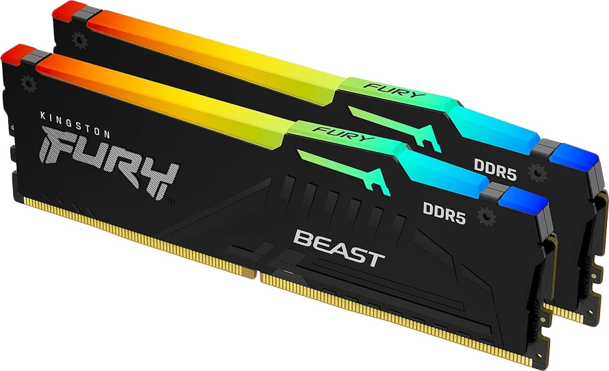RAM Memorje Kingston FURY Beast RGB EXPO 32GB (2x16GB) DDR5 6000MT/s CL36 DIMM, e zezë, set 2 copë