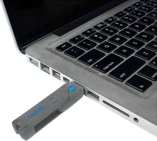 Bllokues porte USB-A LogiLink, 1 çelës + 8 bllokues, gri/blu