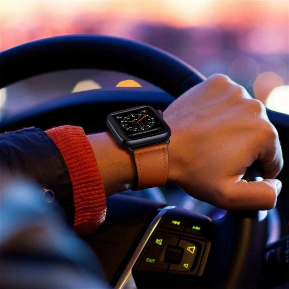 Rrip lëkure për Apple Watch Tech-Protect Leatherfit, 38/40/41 mm, Kafe