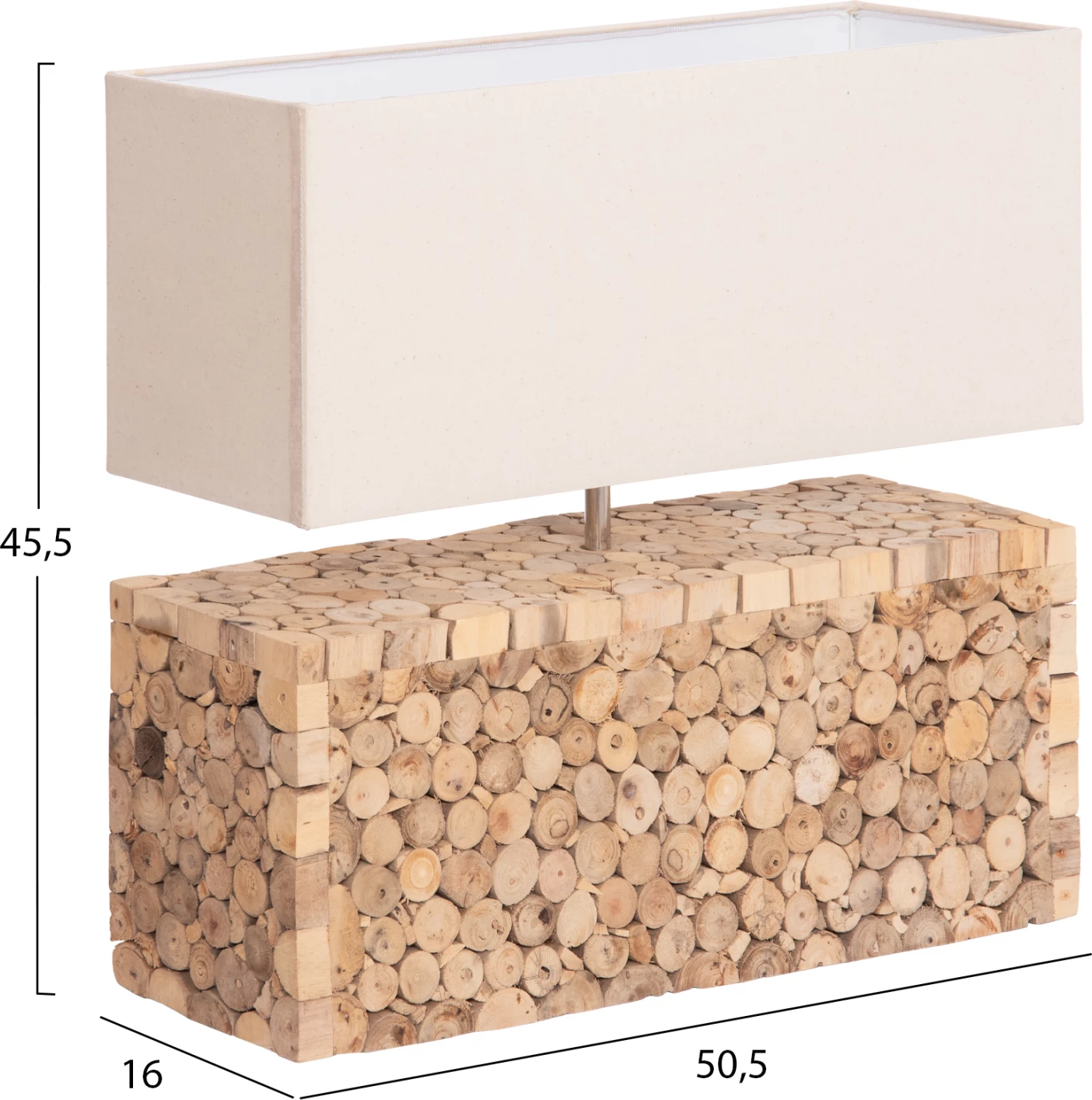 Llambë tavoline Twiggy, dru natyral, kapak i bardhë, FH4437, 50.5x16x45.5cm