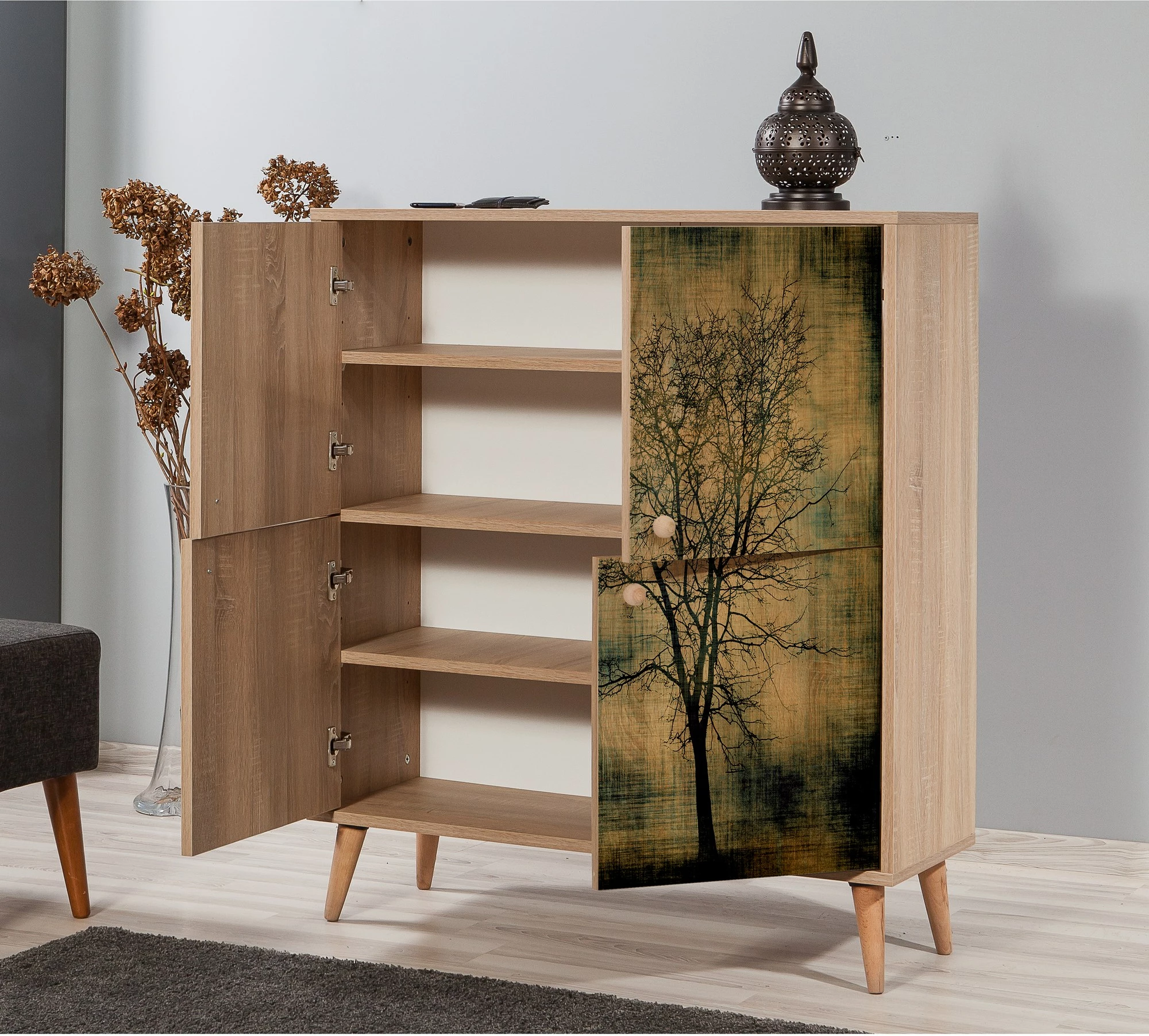 Dollap multifunksional Hanah Home, Multilux - 729, ngjyrë lisi Sonoma