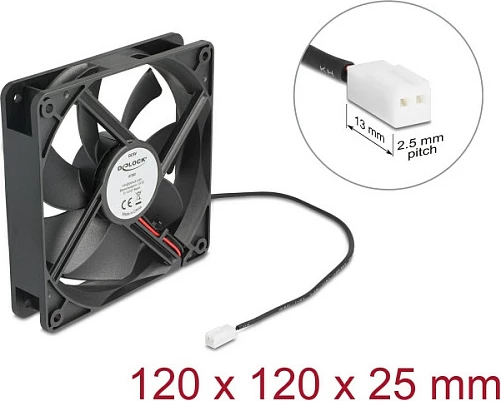 Ventilator kasë DeLOCK 67292, 120 mm, 5 V, 2000 RPM, 2-pin, i zi