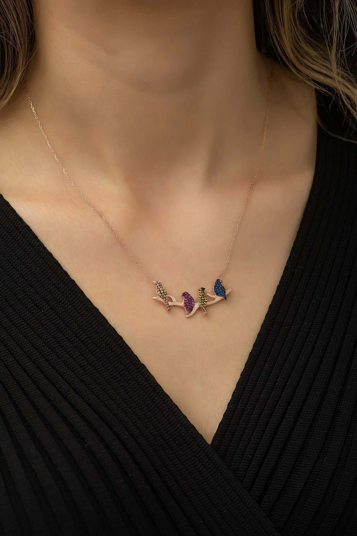 Qafore argjendi Jumeon, ngjyrë rozë e artë, blu navy, fuchsia, TRDYL679