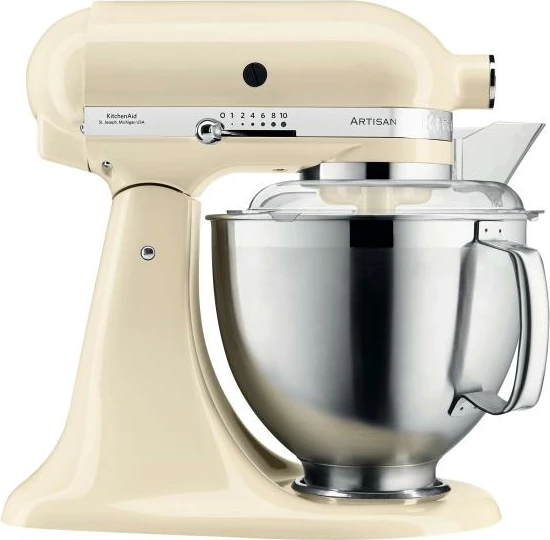 Mikser planetar KitchenAid Artisan 5KSM185PSEAC 4.8L, set me 2 tasa (4.8L + 3L), krem