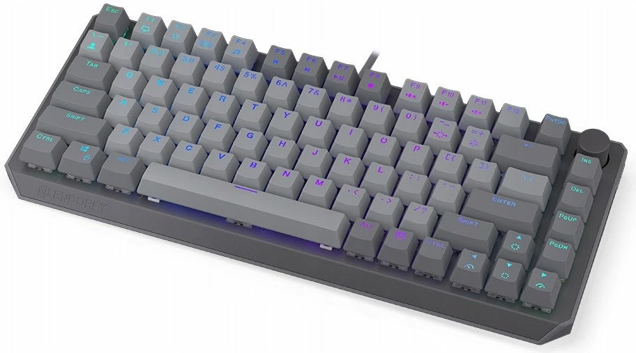 Klawiaturë mekanike Endorfy Thock V2 75% EY5A127, ENDORFY Red switch, hot-swap, ARGB, US ANSI, gri, set me kabllo USB-C dhe 2 switch rezervë