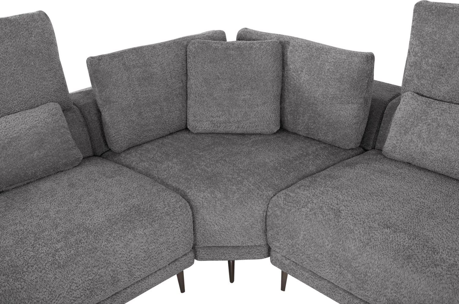 Divan qoshe SYMMET FH3269.03, pëlhurë gri, këmbë antracit me shkëlqim, 314x236x90-102H cm