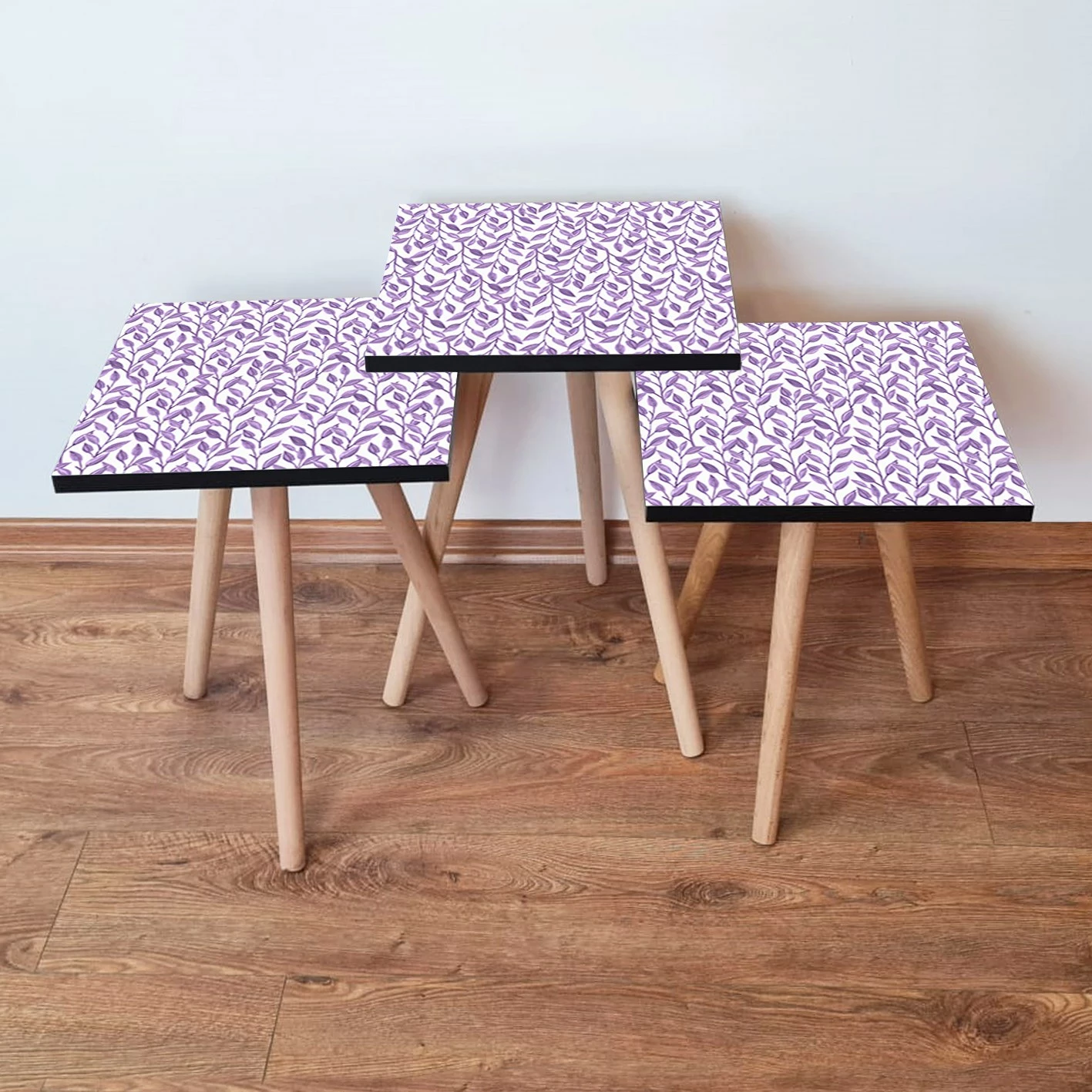 Set tavolinash të mbivendosura, 3 copë, Skye Decor, 3Shp247, e bardhë me vjollcë