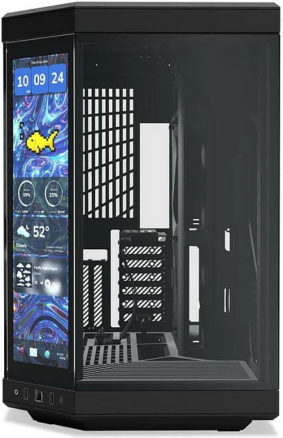 Kasë HYTE Y70 Midi Tower Touch Infinite, ATX/E-ATX, me ekran LCD touchscreen, e zezë
