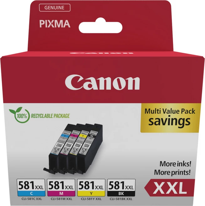 Fishekë boje printeri, Canon, CLI-581XXL 1998C007, kapacitet XXL, BK/C/M/Y, multipack blister