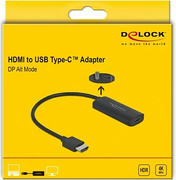 Adapter DeLOCK HDMI-A në USB Type-C (DP Alt Mode), 4K 60Hz HDR, i zi