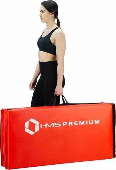 Dyshek gjimnastike palosës HMS MGS01 240x120x5 cm, 4-pjesësh, PVC, me sipërfaqe anti-rrëshqitëse, me doreza transporti, portokalli