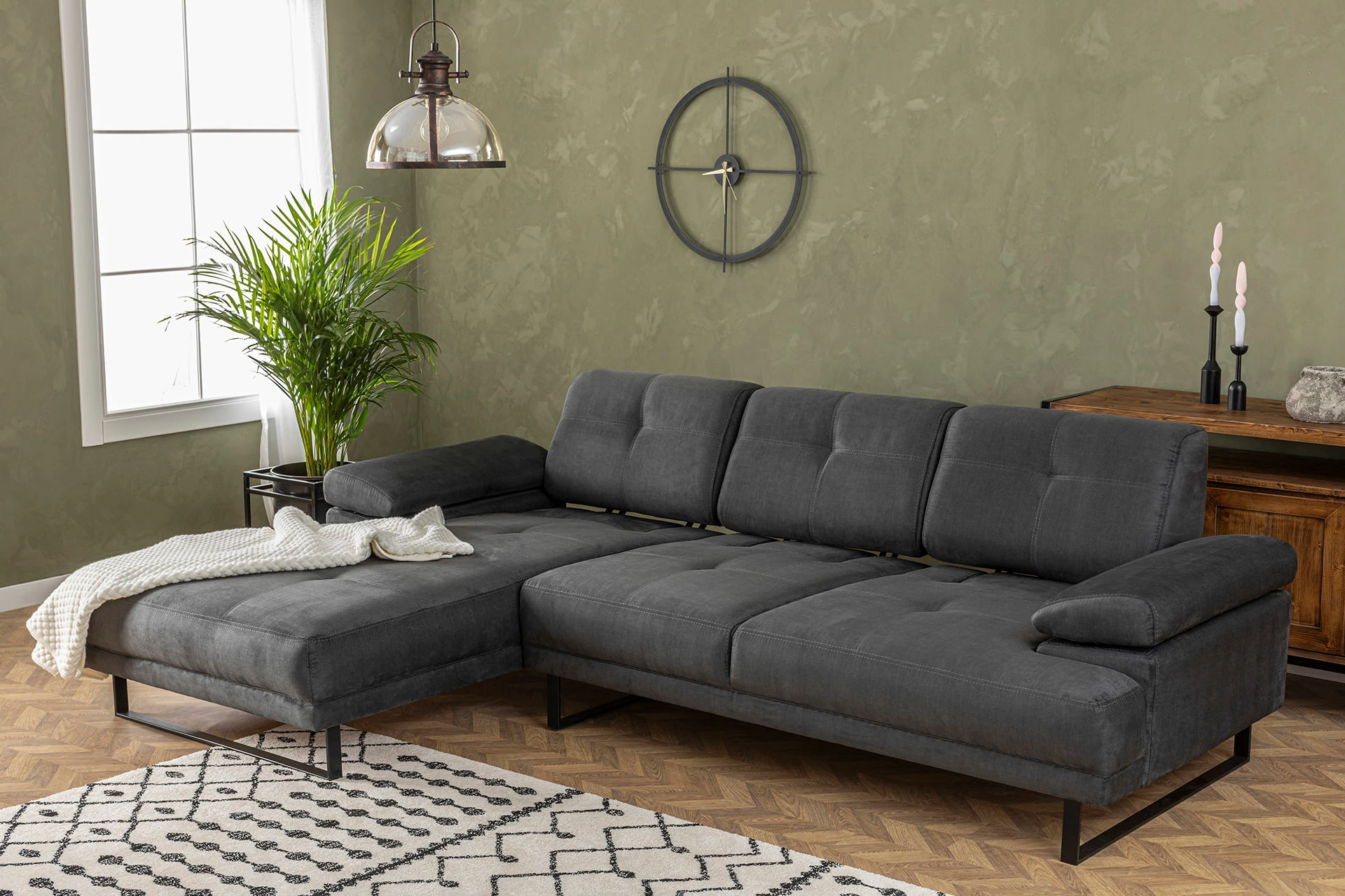 Këndare Atelier del Sofa, Mustang Large, kënd i majtë, ngjyrë antracit