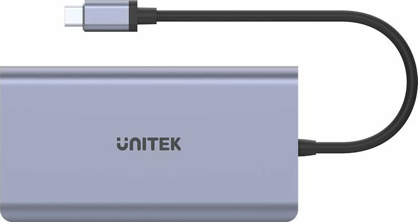 Stacion dokimi USB-C Unitek S7 D1056A, 4K HDMI/DP, PD 100W, LAN Gigabit, lexues SD, 2x USB 3.0, gri
