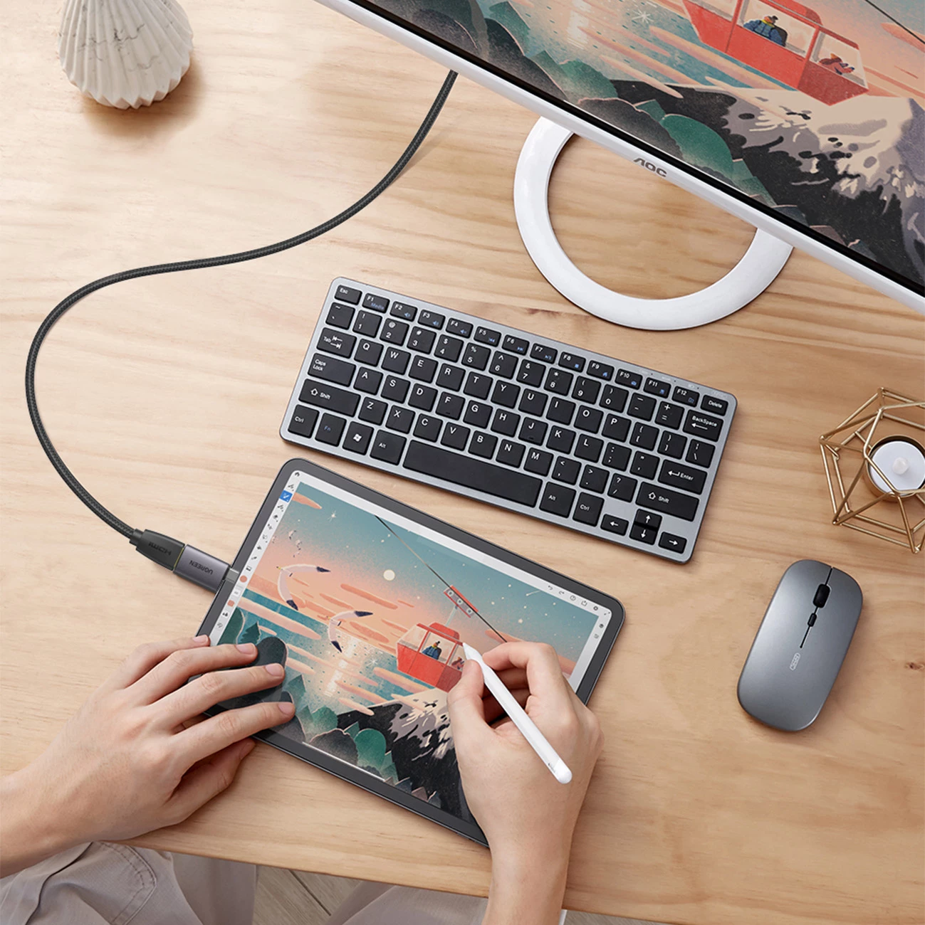 Adapter USB-C në HDMI Ugreen US320, 4K, Gri