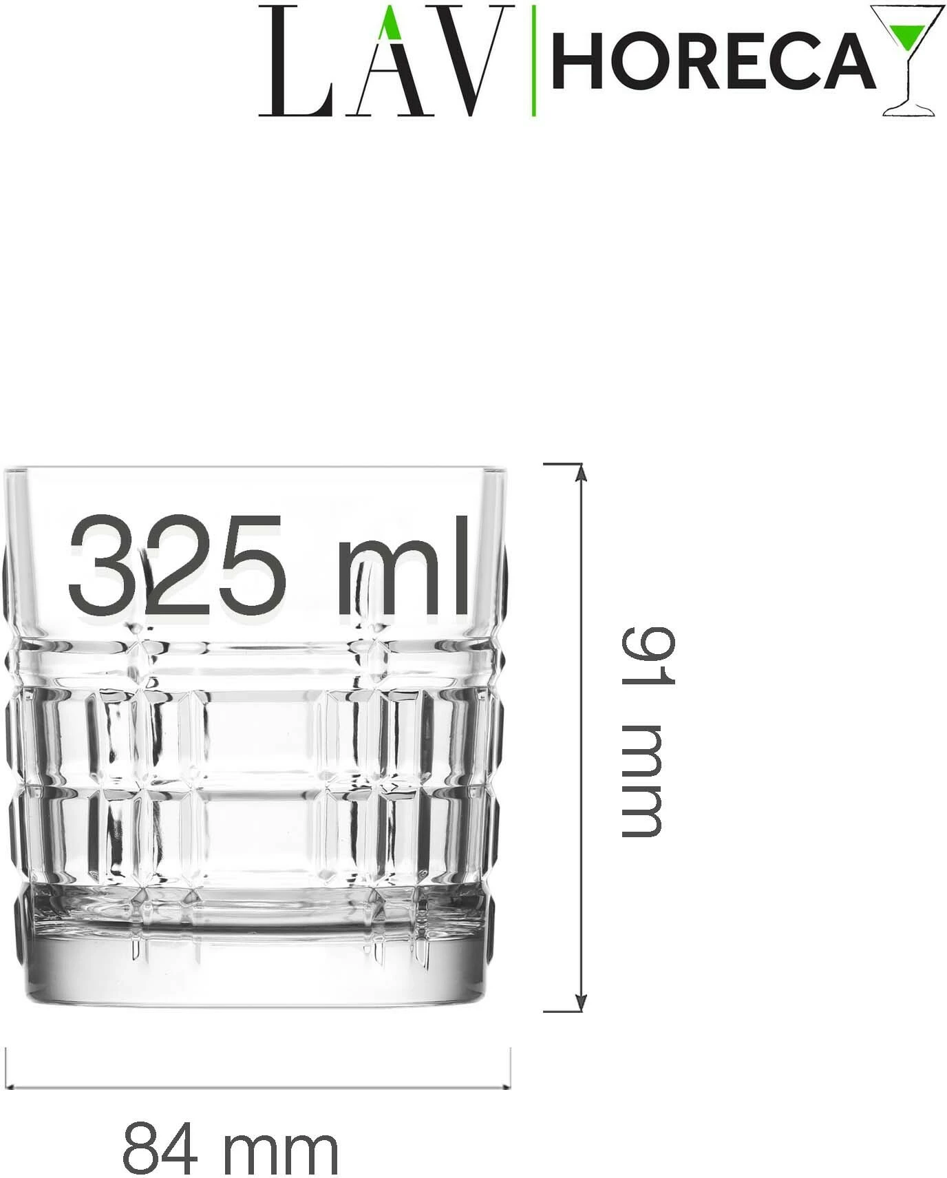 Gotë uiski LAV Glasgow 325 ml, transparente, set 12 copë