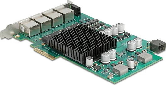 Kartë rrjeti DeLOCK PCIe x4 Intel I350, 4x RJ45 Gigabit me PoE+, jeshile/metal