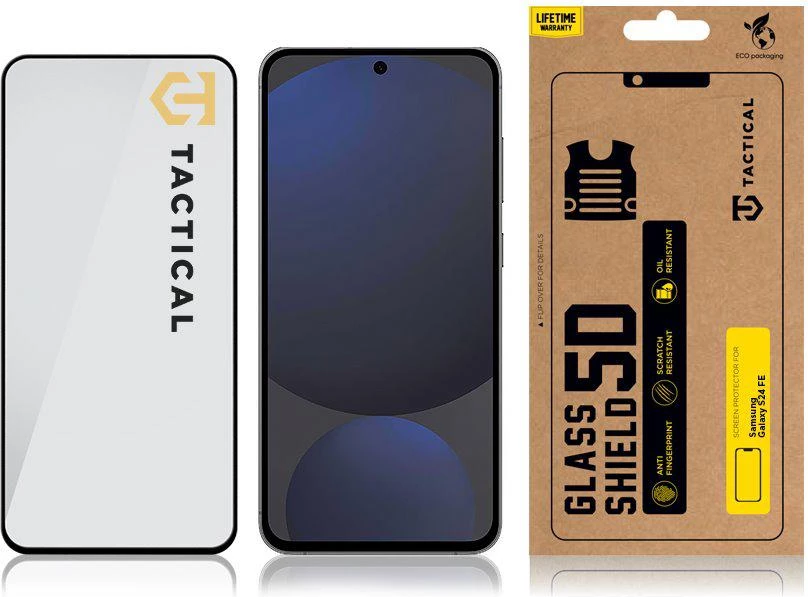 Xham i temperuar mbrojtës Tactical Full Glue 5D për Samsung Galaxy S24 FE, 0.33mm, 9H, transparent