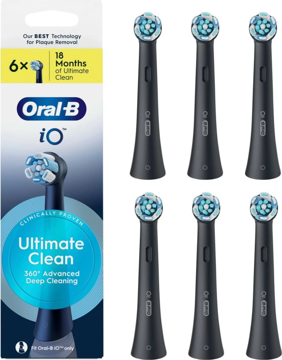 Koka rezervë për brushë elektrike Oral-B iO Ultimate Clean EB6, 6 copë, e zezë