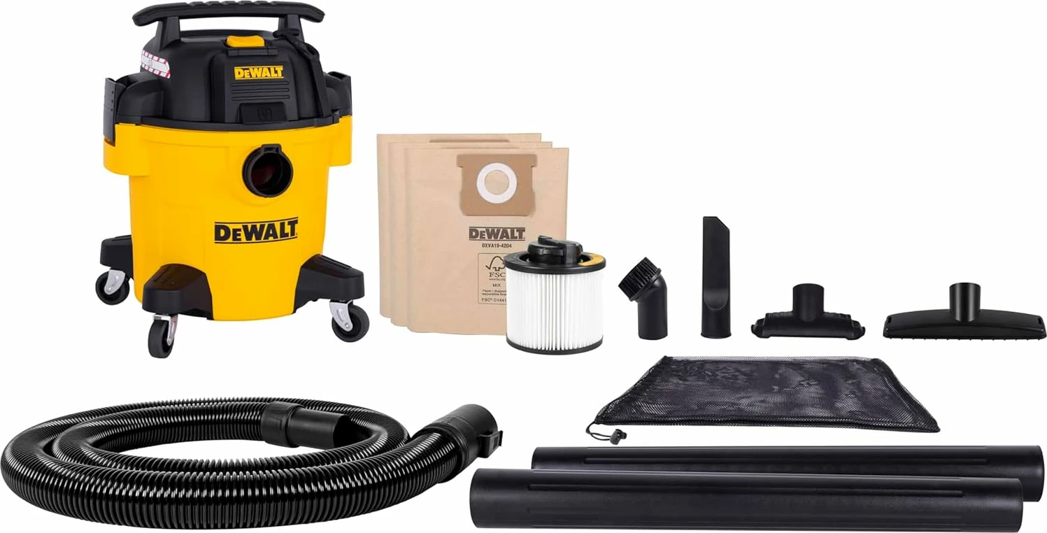 Fshesë industriale wet/dry DeWalt DXV20PTA 20L 1050W me prizë për vegla, e verdhë/zi