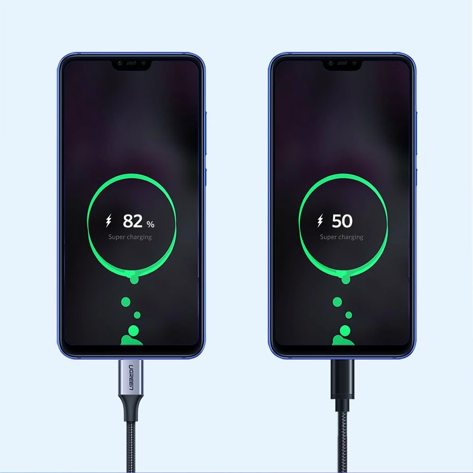 Kabllo Ugreen US288 60125 USB-A në USB-C, 0.5m, QC 3.0, Gri