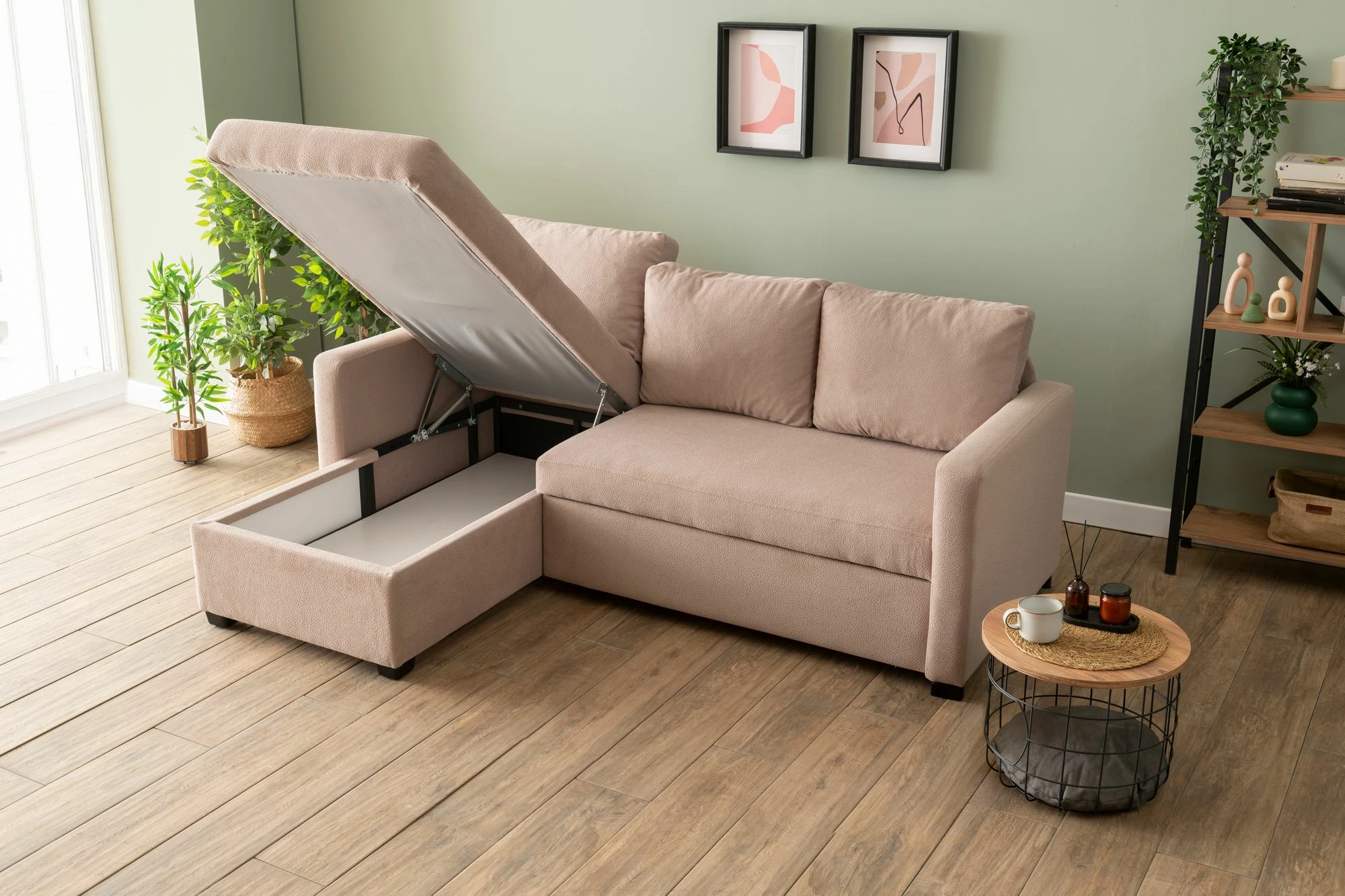 Kënd-sofë krevati Atelier del Sofa, ngjyrë mink