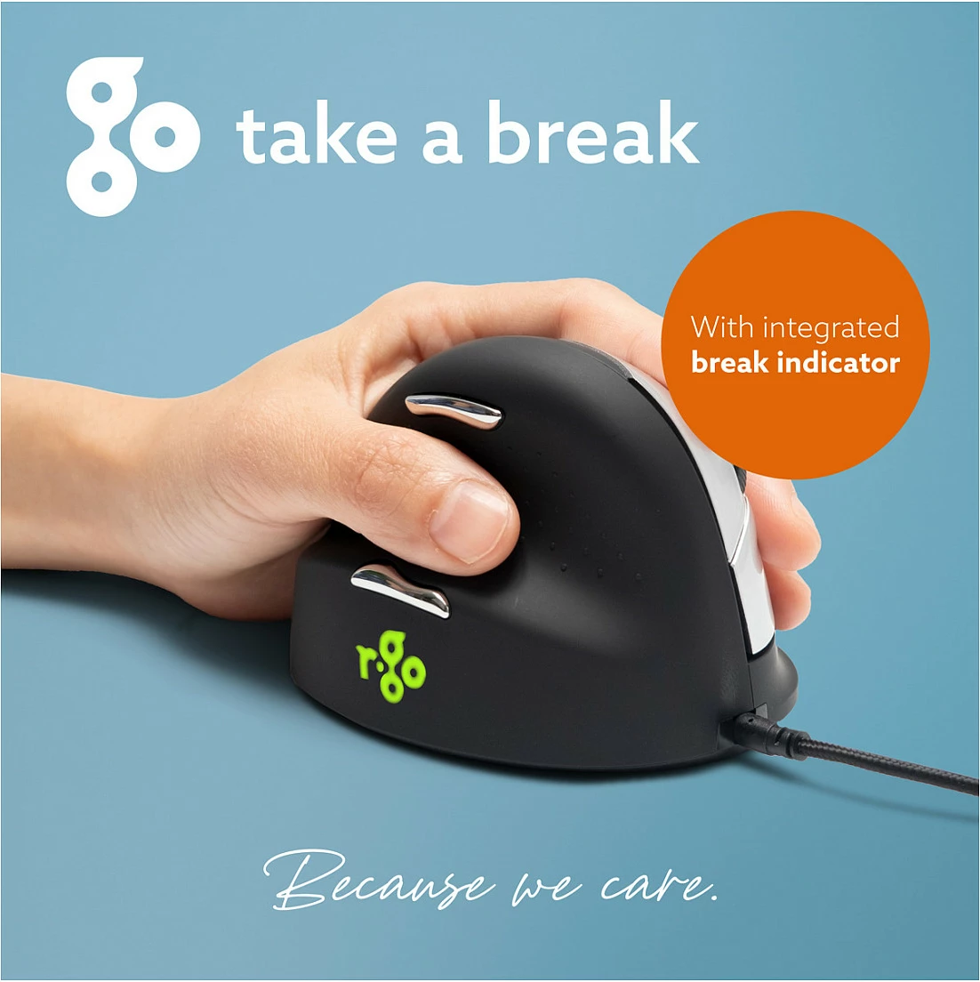 Maus R-Go HE, ergonomik i madh, USB, 2400 DPI, për të majtë, i zi/argjendtë