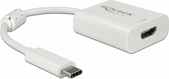 Adapter USB-C në HDMI DeLOCK 63937, 0.1m, 4K HDR, i bardhë
