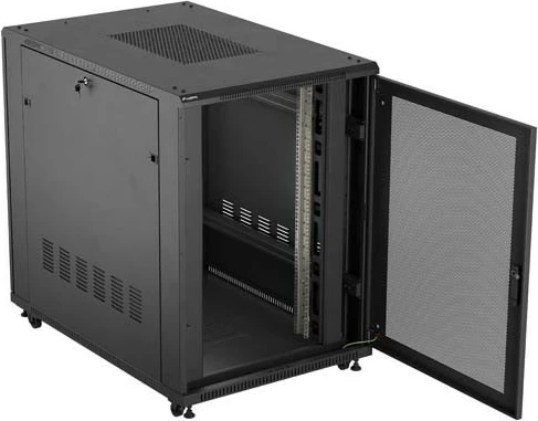 Kasë rack LANBERG 19" 22U 800x1200mm, me ventilatorë, e zezë