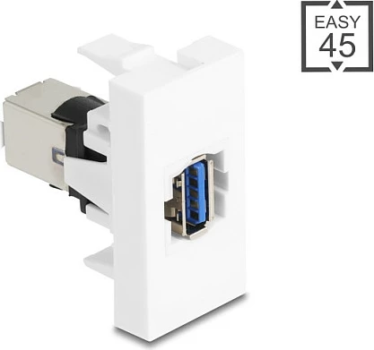 Modul USB DeLOCK Easy 45 90910, USB-A F në USB-B F, flat, i bardhë