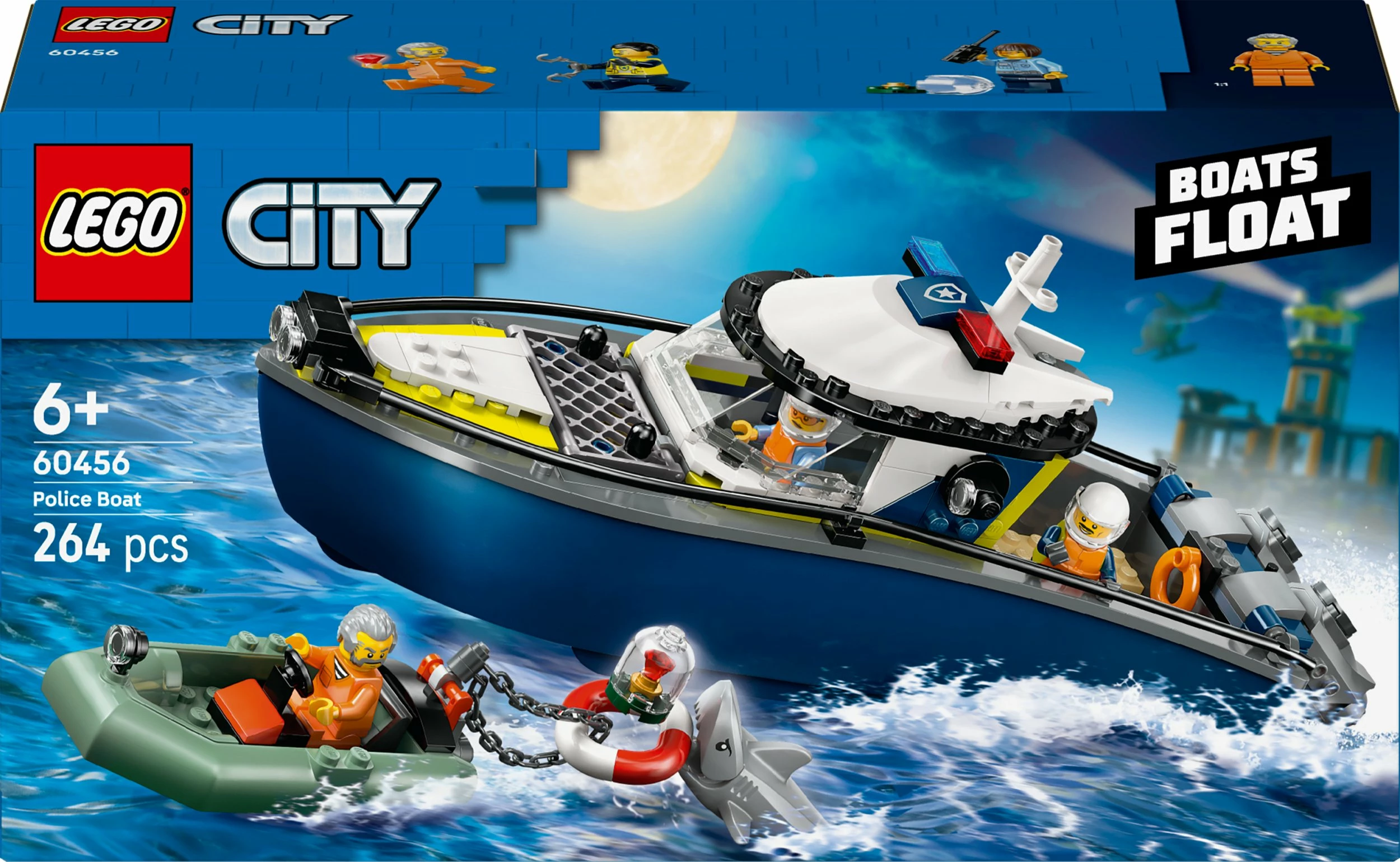 Set konstruktimi LEGO City Police Boat Chase 60456, 264 copë, 6+