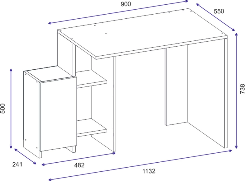 Tavolinë zyre Kely, ngjyrë bardhë-dru, 113x55x74cm