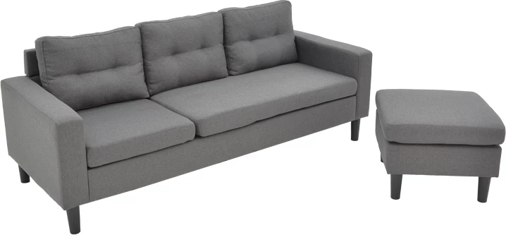 Kënd divani i kthyeshëm Maneli, material, ngjyrë antracit, 196x138/77x82cm