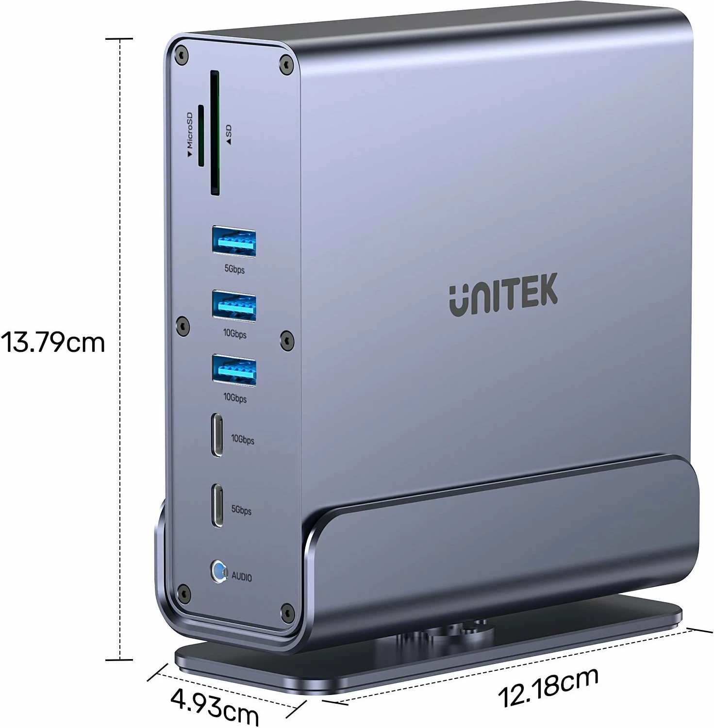 Stacion docking Unitek D1135AGY01 DisplayLink Triple 4K USB-C/Thunderbolt, 100W PD, silver