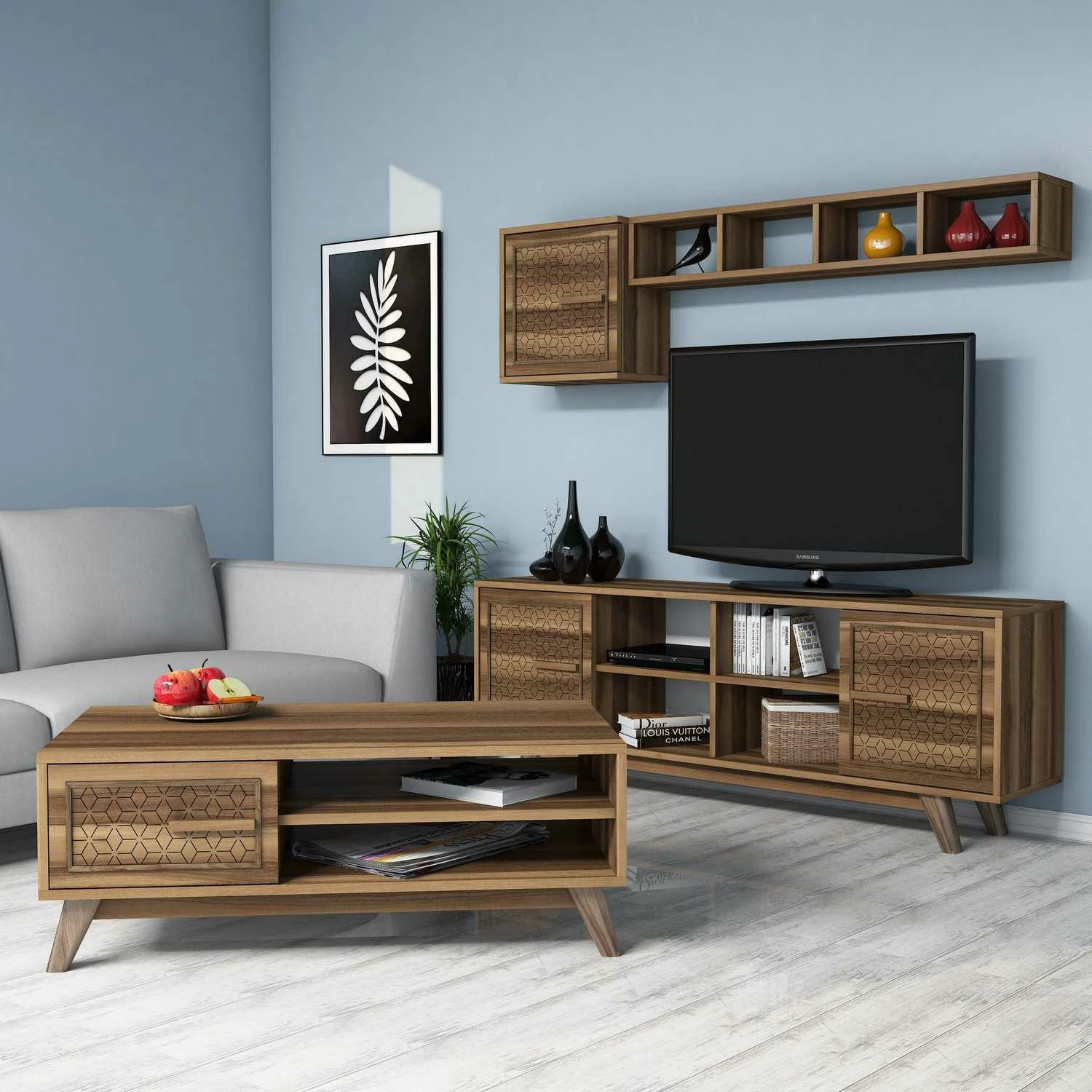 Set mobiljesh për dhomë dite, ngjyrë arre, Ayla