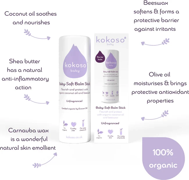 Balsam Kokoso Baby-Soft Balm Stick Unfragranced, 13 gr