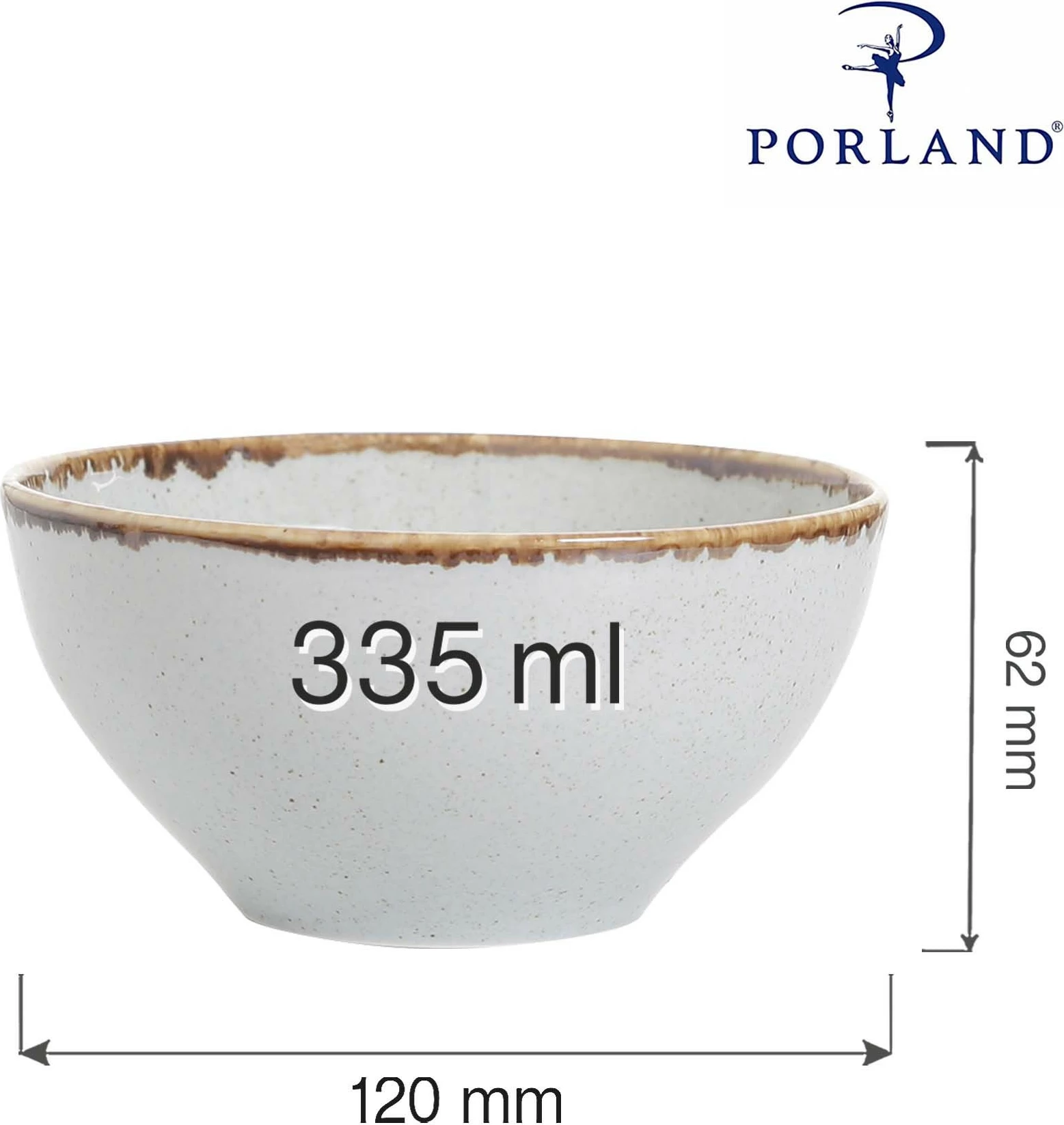 Tas Porland Seasons Ashen 335 ml Ø120 mm, gri e çelët, set 6 copë