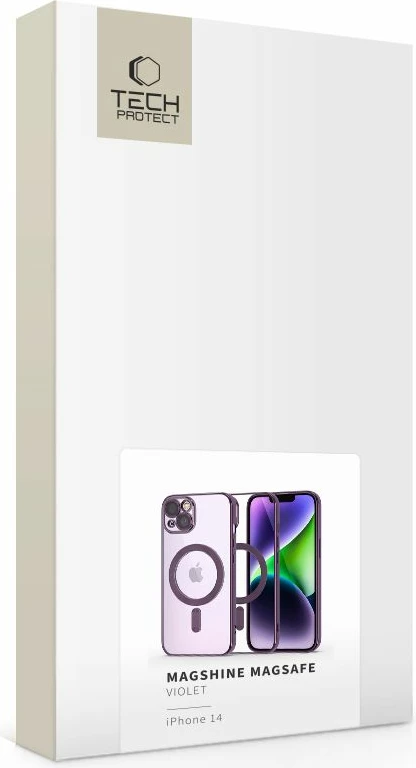 Mbështjellës Tech-Protect MagShine Line për iPhone 14, MagSafe, Transparent/Vjollcë